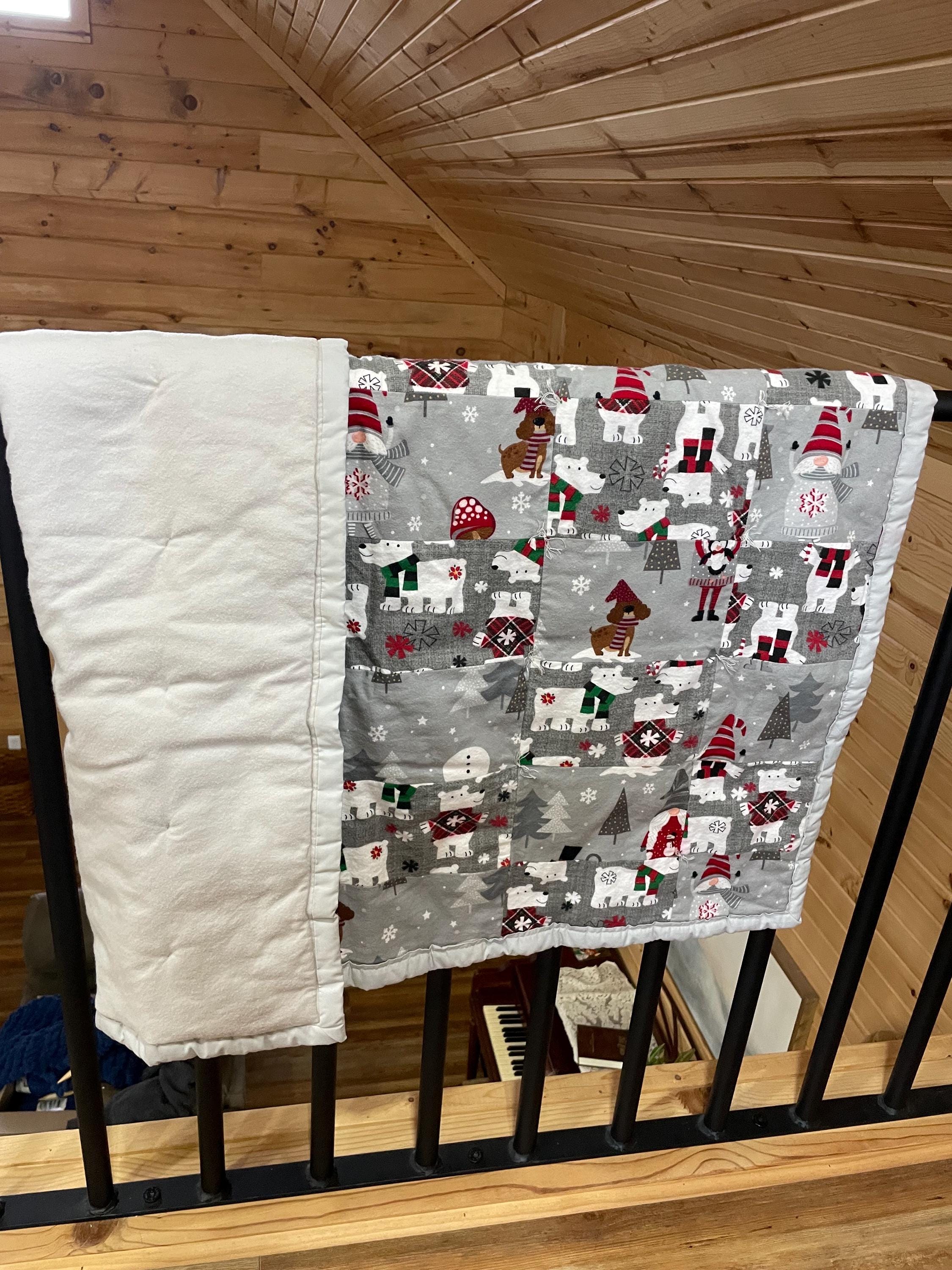 Gray Christmas Throw Blanket/ Kids Christmas Blanket  !!!!ONE LEFT!!!!!