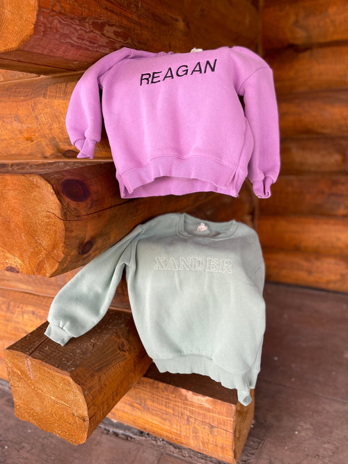Custom name embroidered kids sweatshirt, Handmade embroidered name kids crewneck, personalized name toddler sweatshirt, childrens crewneck